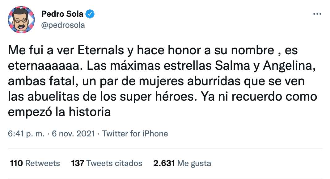 Pedro Sola llama abuelas a Angelina Jolie y Salma Hayek