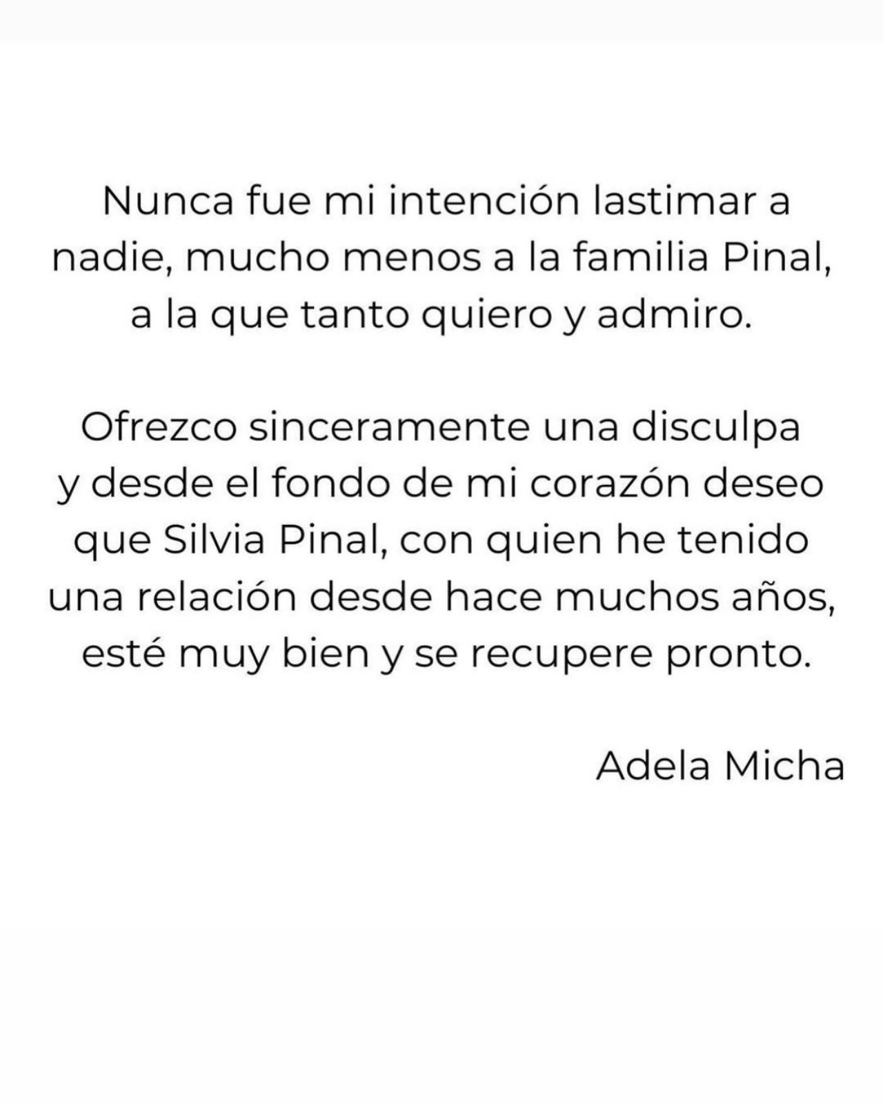 Adela Micha disculpa familia Silvia Pinal comentario