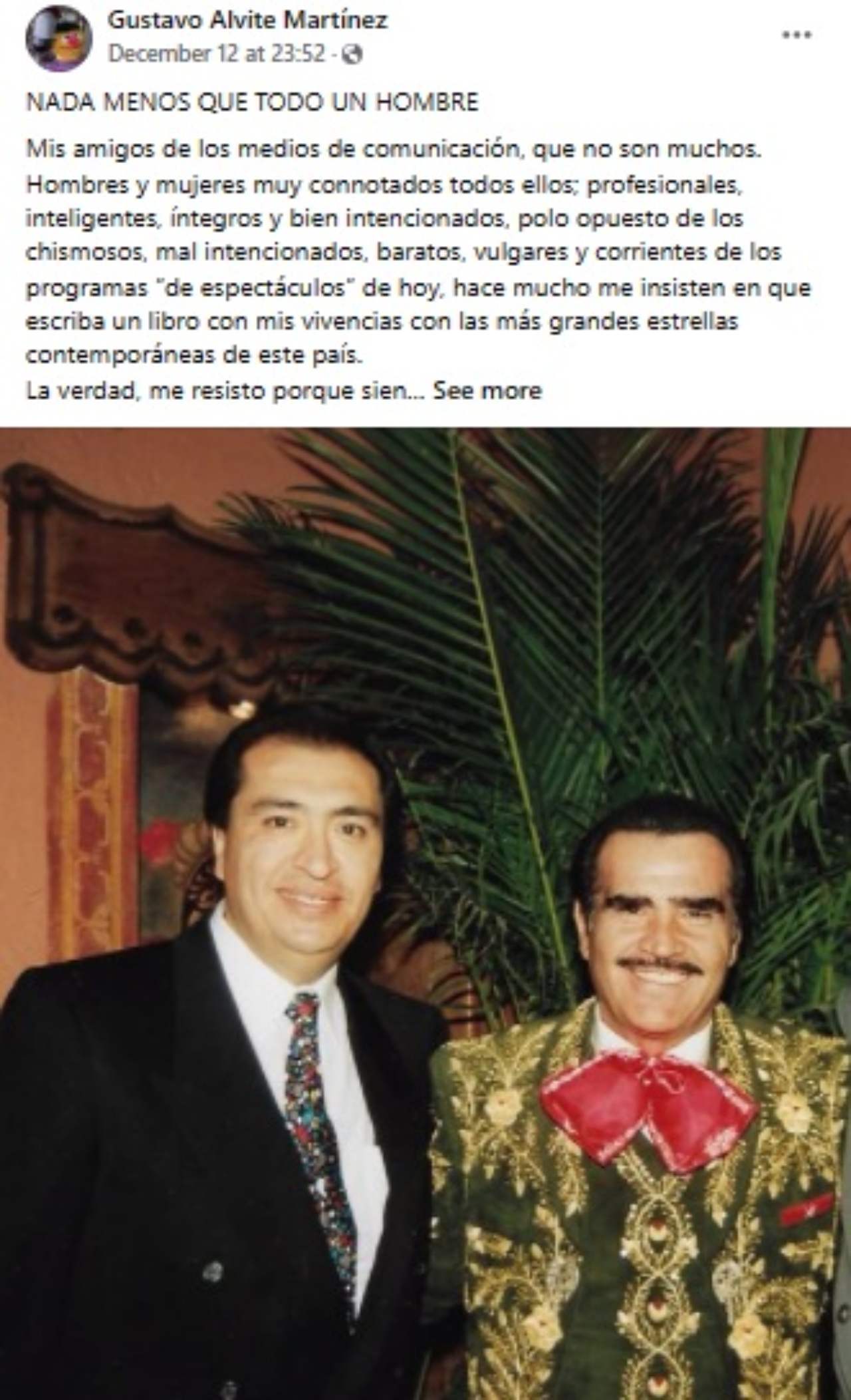 Compadre Vicente Fernandez asegura mintieron muerte