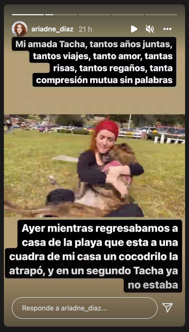Ariadne Díaz llora por la muerte de su perrita