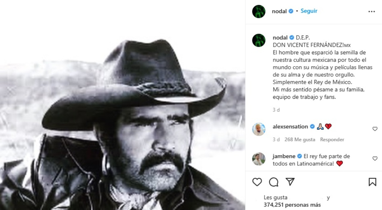 Nodal imagen Vicente Fernandez homenaje charro