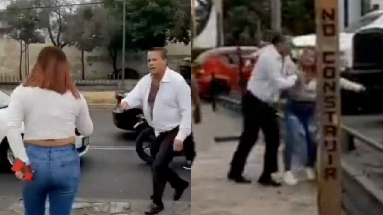 Alfredo Adame golpeando a una mujer