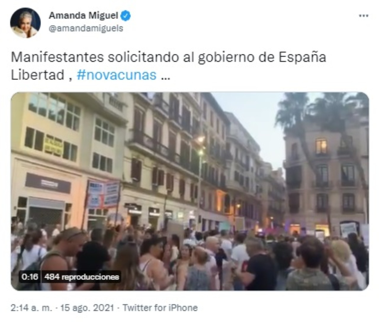 Amanda Miguel marcha antivacunas Diego Verdaguer