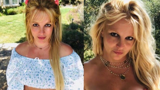 britney spears posa como dios trajo
