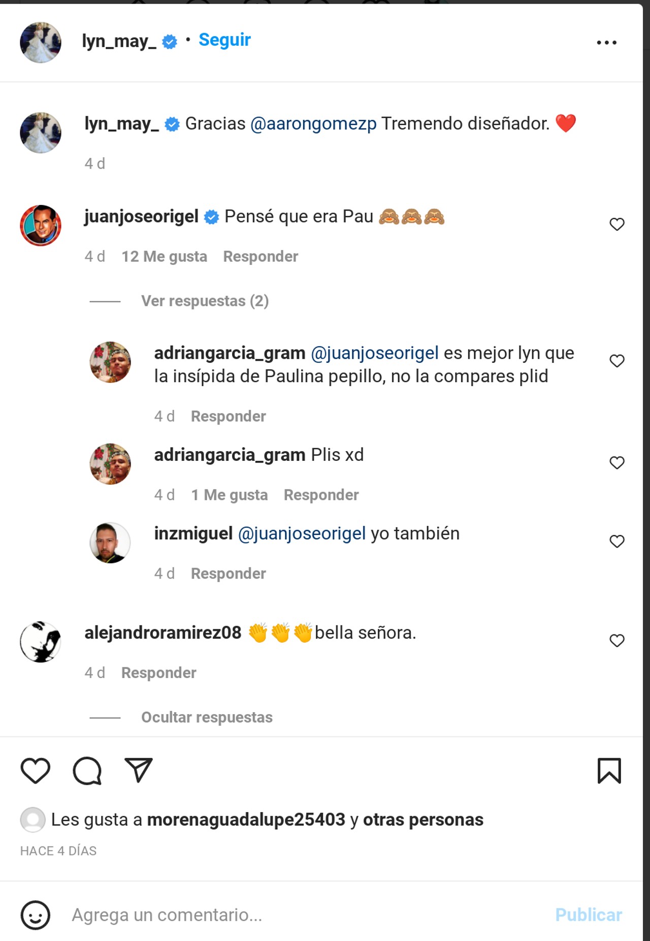 el comentario pepe origel lyn may paulina rubio