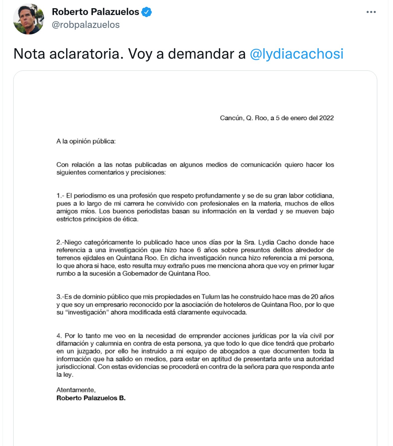 comunicado demanara palazuelos lydia cacho