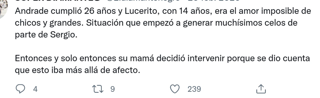tweet lucero sergio andrade relacion