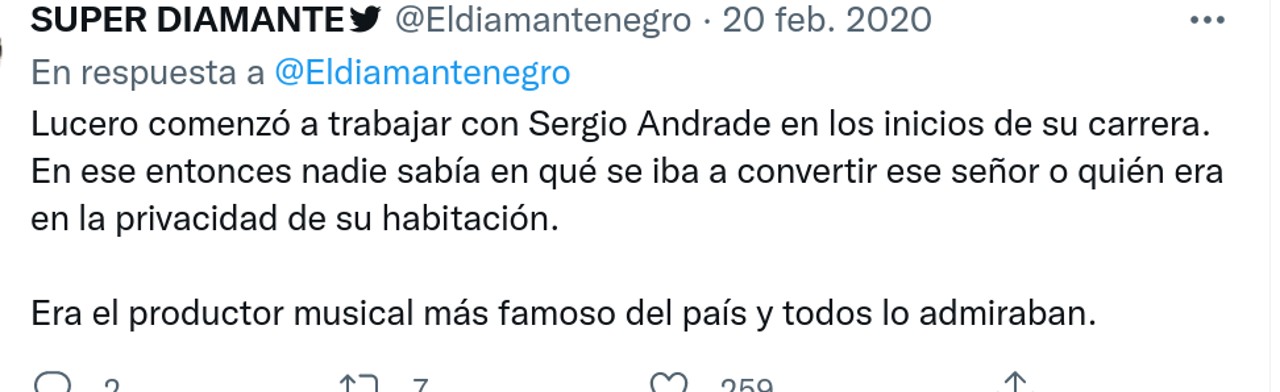 tweet lucero sergio andrade romance