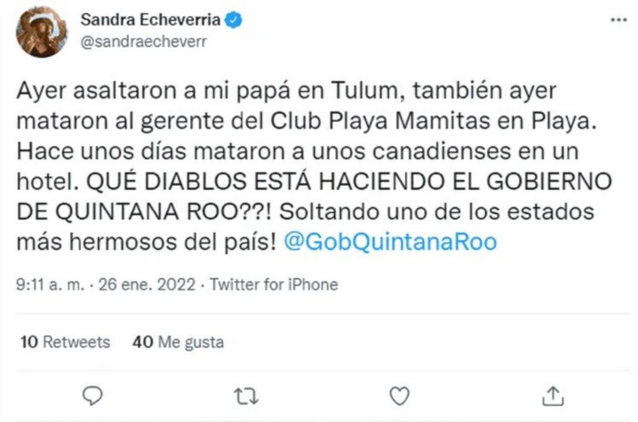 tweet Tulum Sandra Echeverríaq
