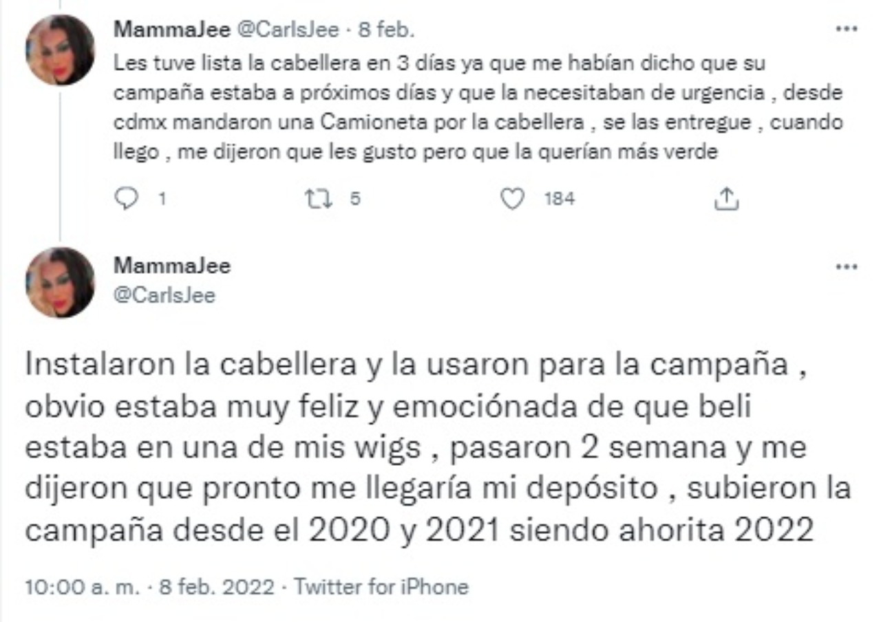 estilista acusa Belinda robarse una peluca