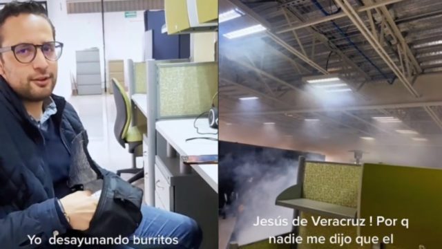 Godín incendia oficina calentaba topers aluminio