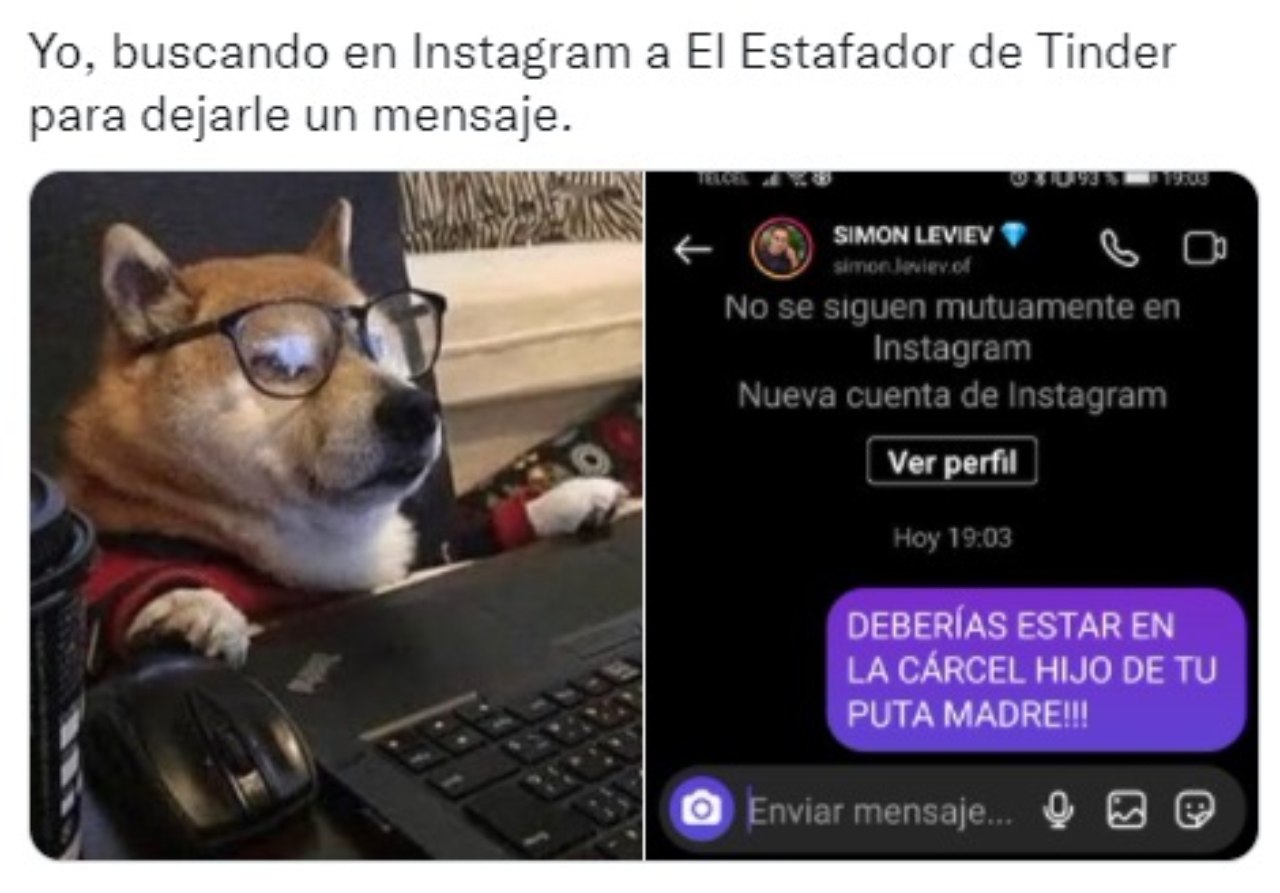 Meme buscando instagram estafador de tinder