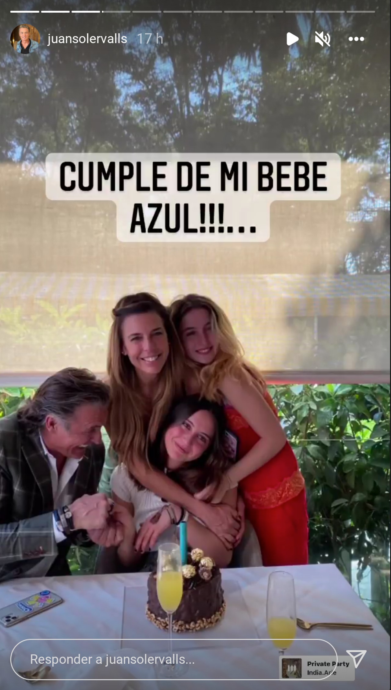 publicacion juan soler cumpleaños hija azul