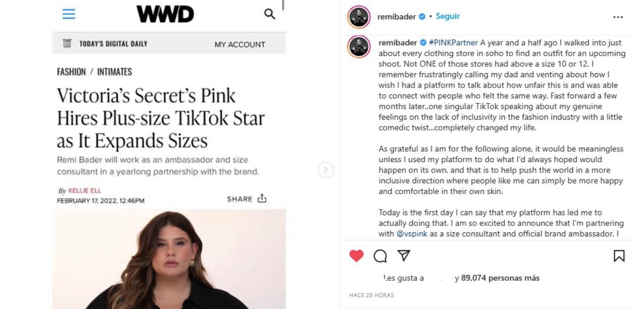 Modelo plus size Victorias Secret tiktoker