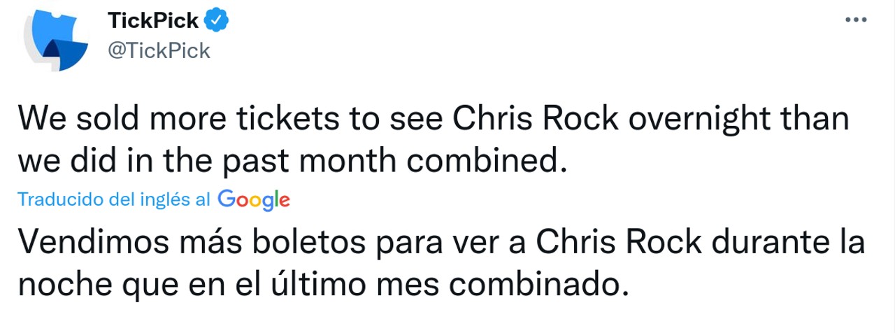boletos vendidos chris rock shows