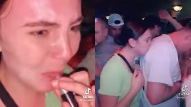 Chica labial antro marca camisas hombres
