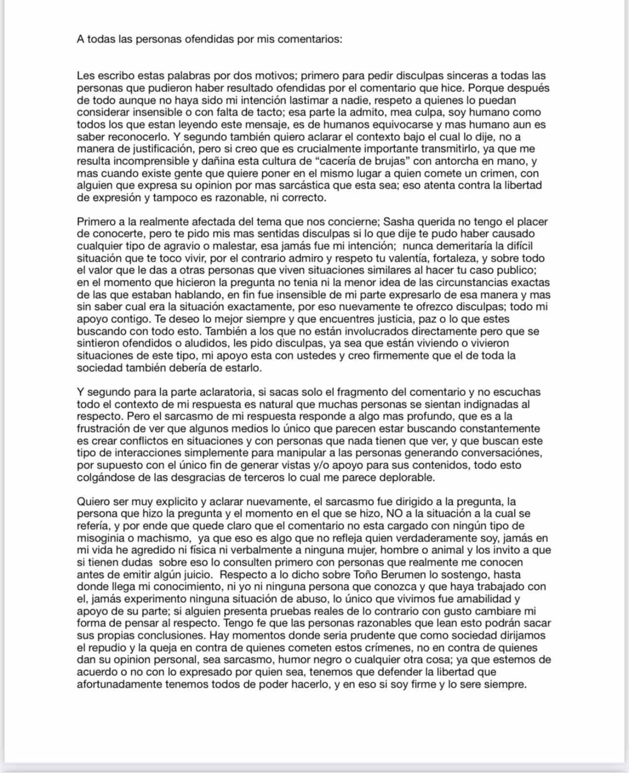 Elías Chiprut Mercurio comunicado