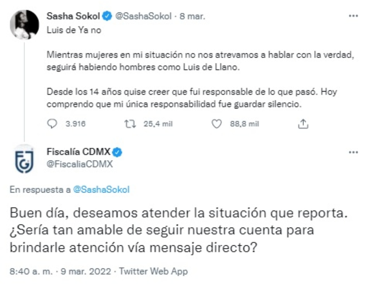 Fiscalia CDMX apoyo Sasha Sokol abuso