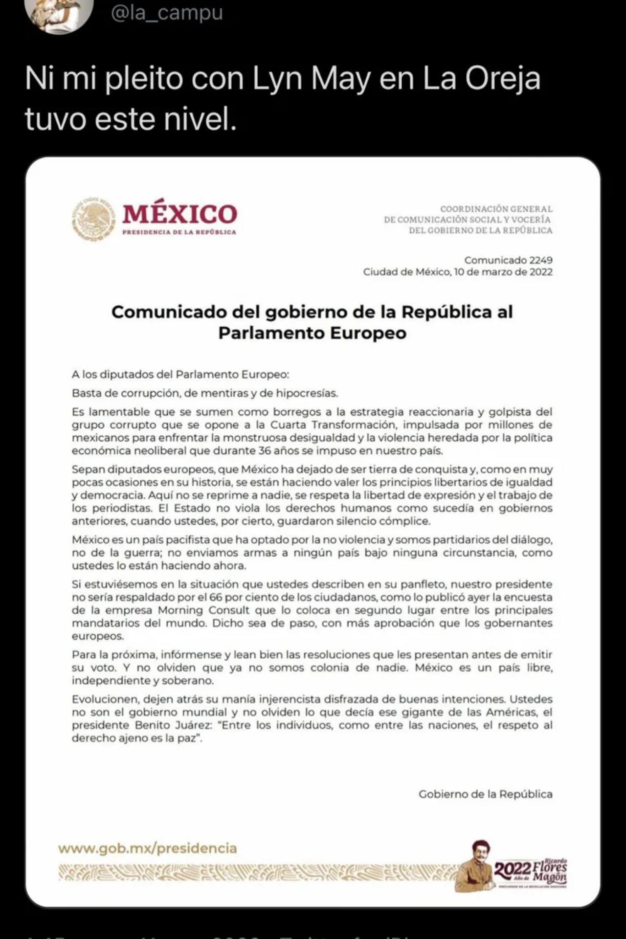 comunicado parlamento europeo