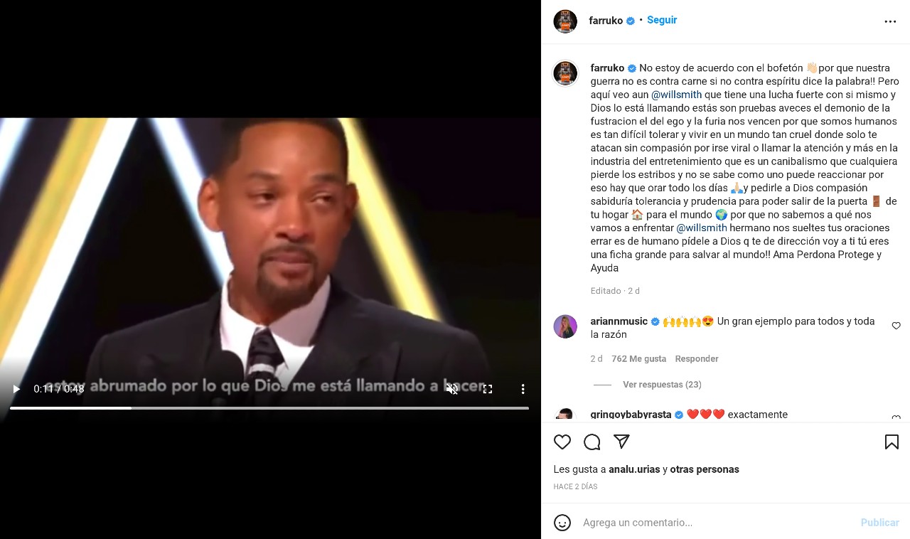 will smith comentarios farruko mensaje