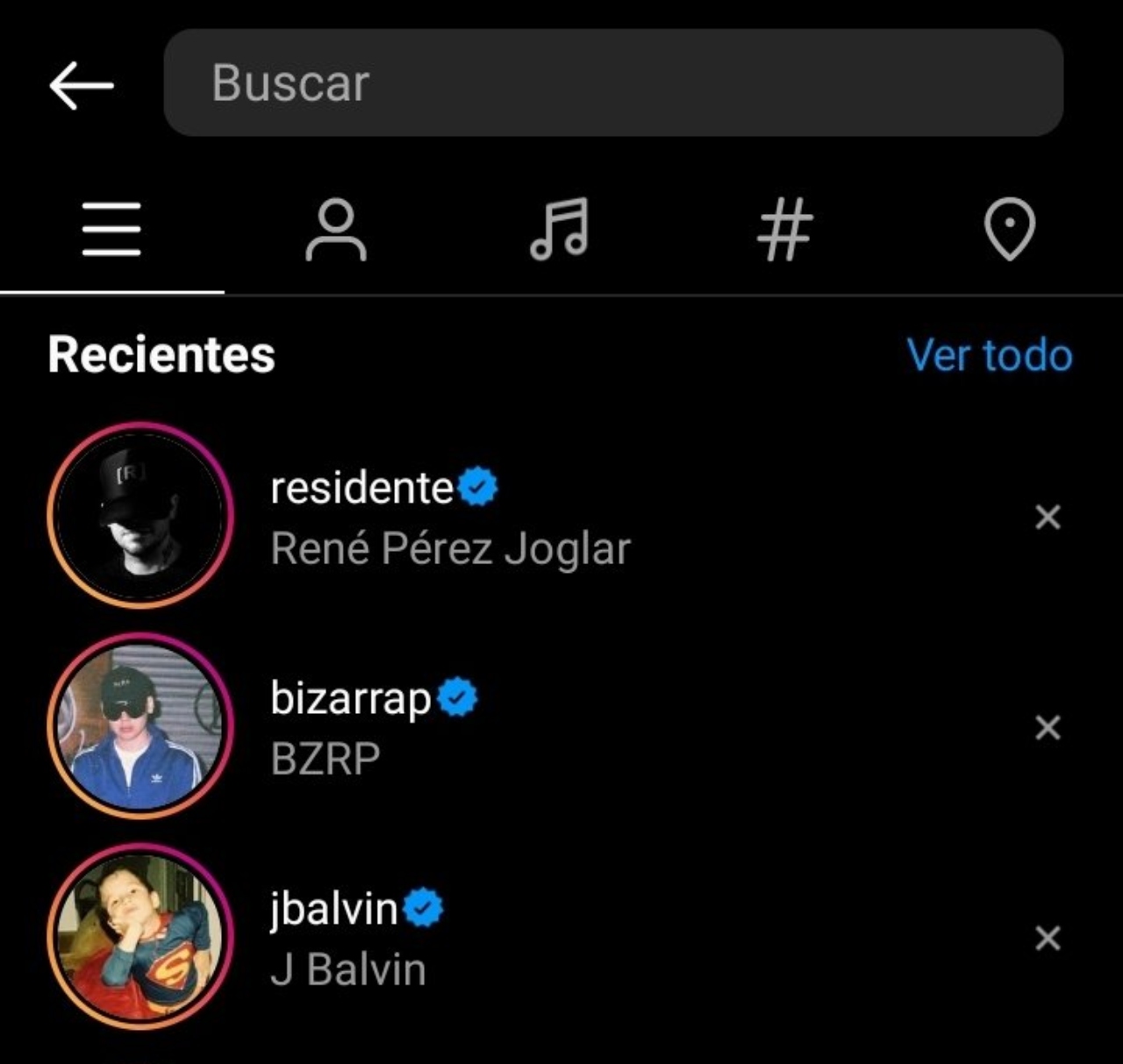 ultimas busquedas instagram J Balvin Residente