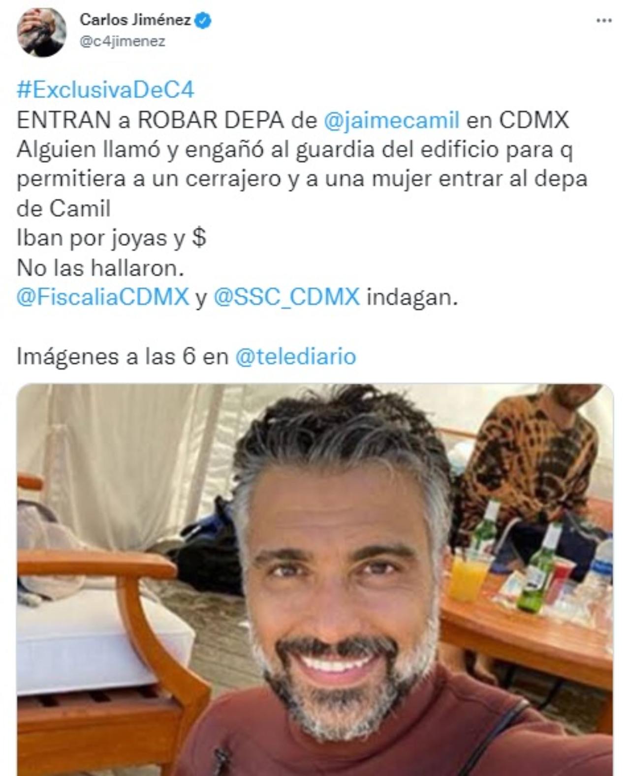 Roban departamento Jaime Camil joyas dinero