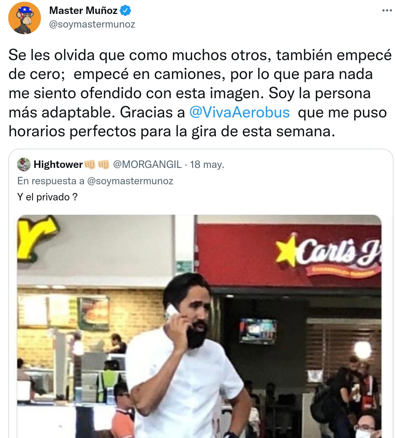 carlos munoz twitter clase economica sin dinero contestacion