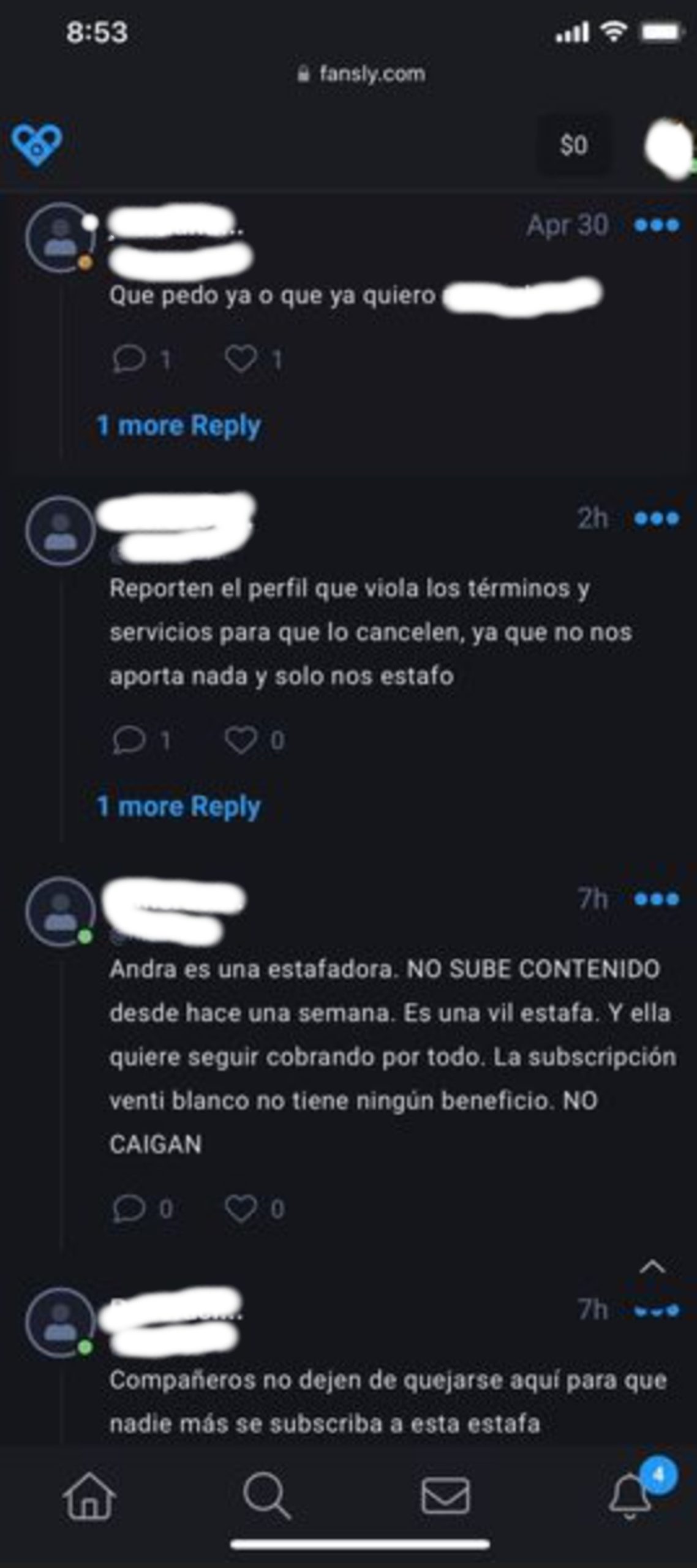 estafa denuncia andra compañere