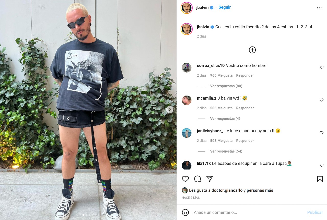 j balvin faldas negras bad bunny comentarios