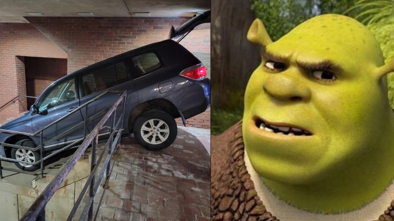 escaleras muejr policia camioneta