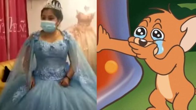 quinceañera pierde el vestido en la combi
