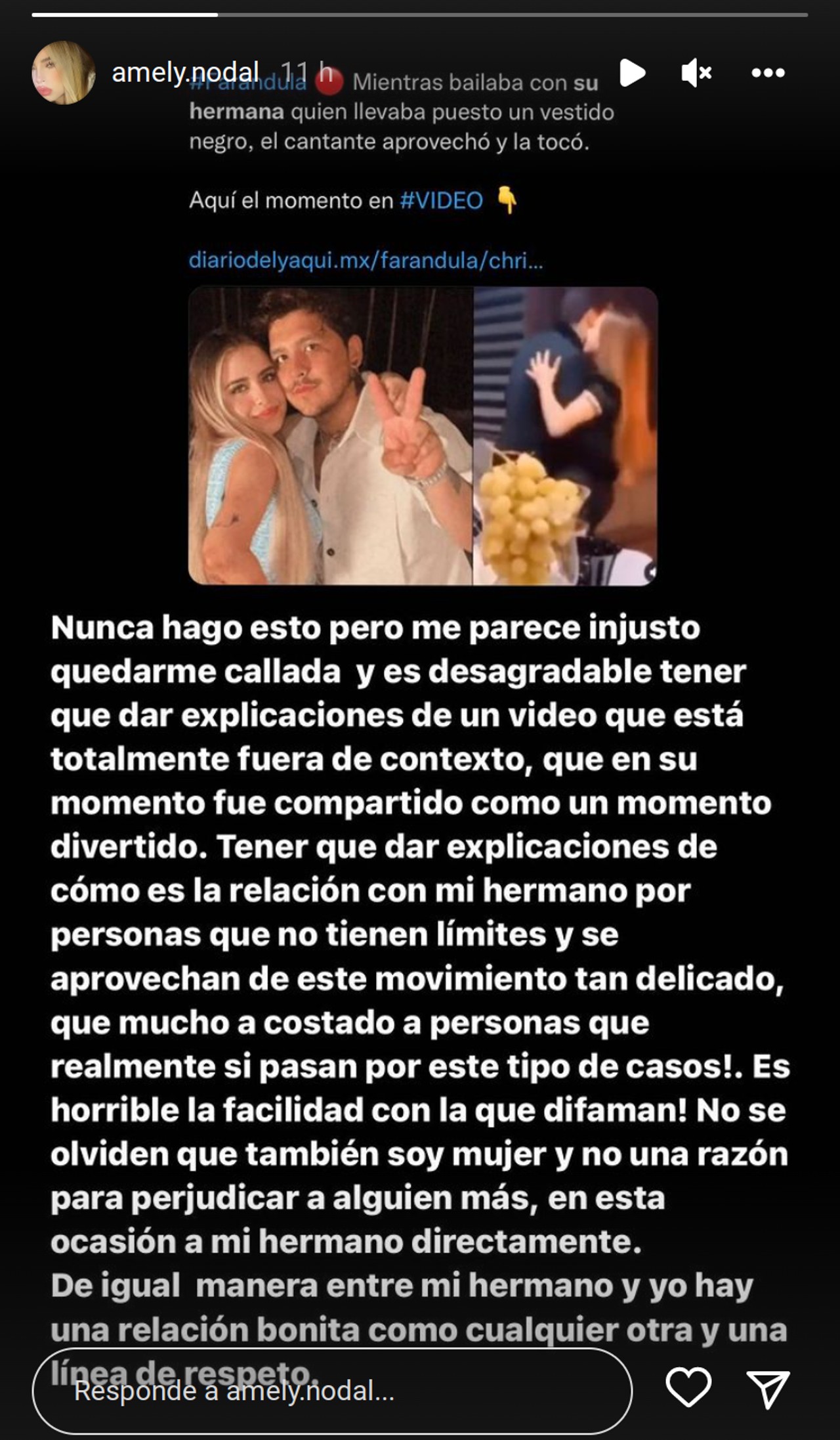 comentario instagram hermana nodal explicaciones