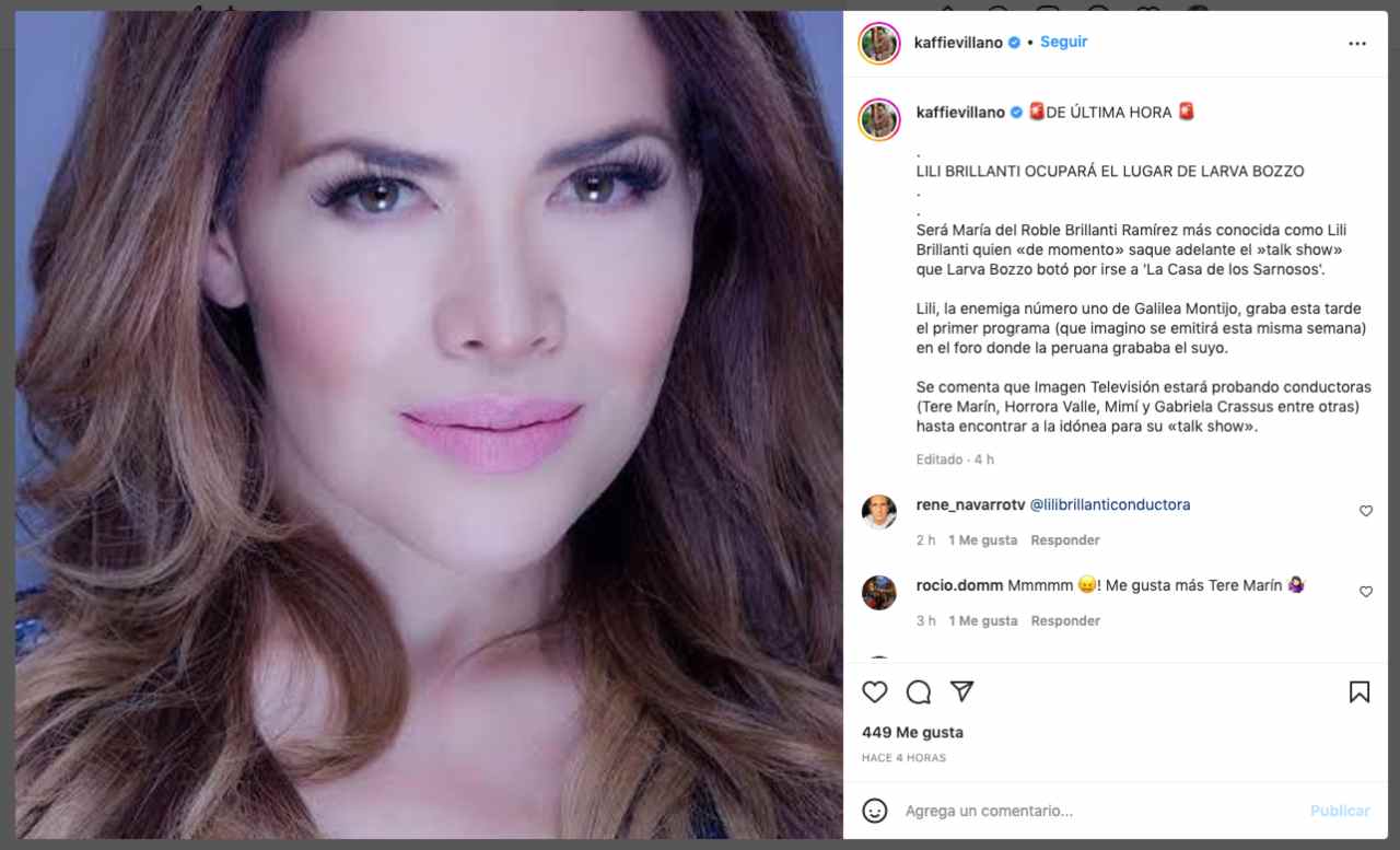 LilÃ­ Brillanti reemplazarÃ¡ a Laura Bozzo en Imagen TV