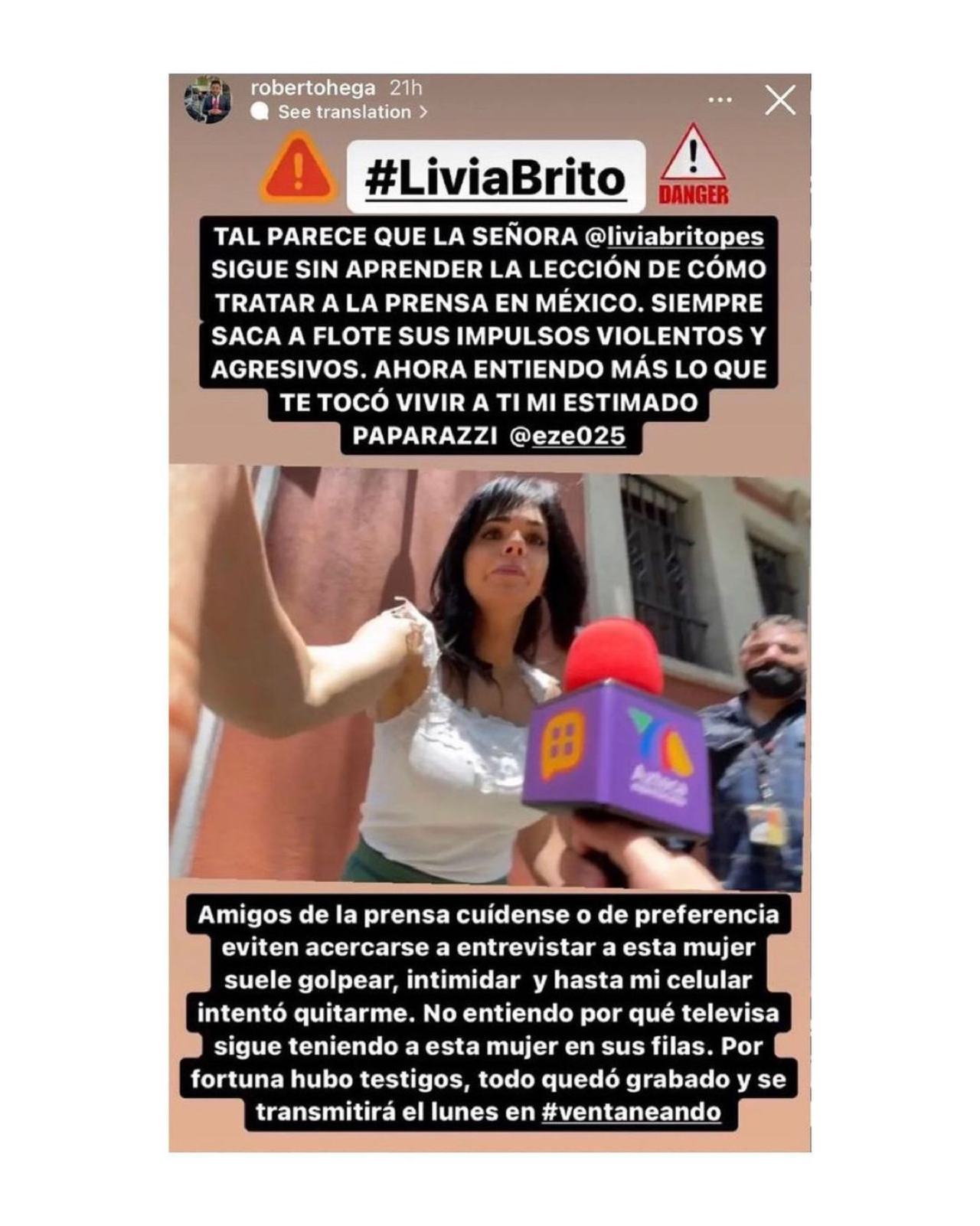 Livia Brito agresion a otro reportero