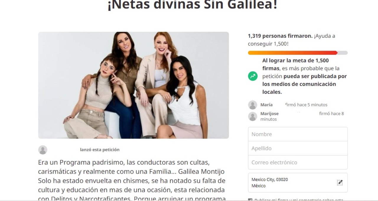 Peticion Galilea Montijo fuera Netas Divinas