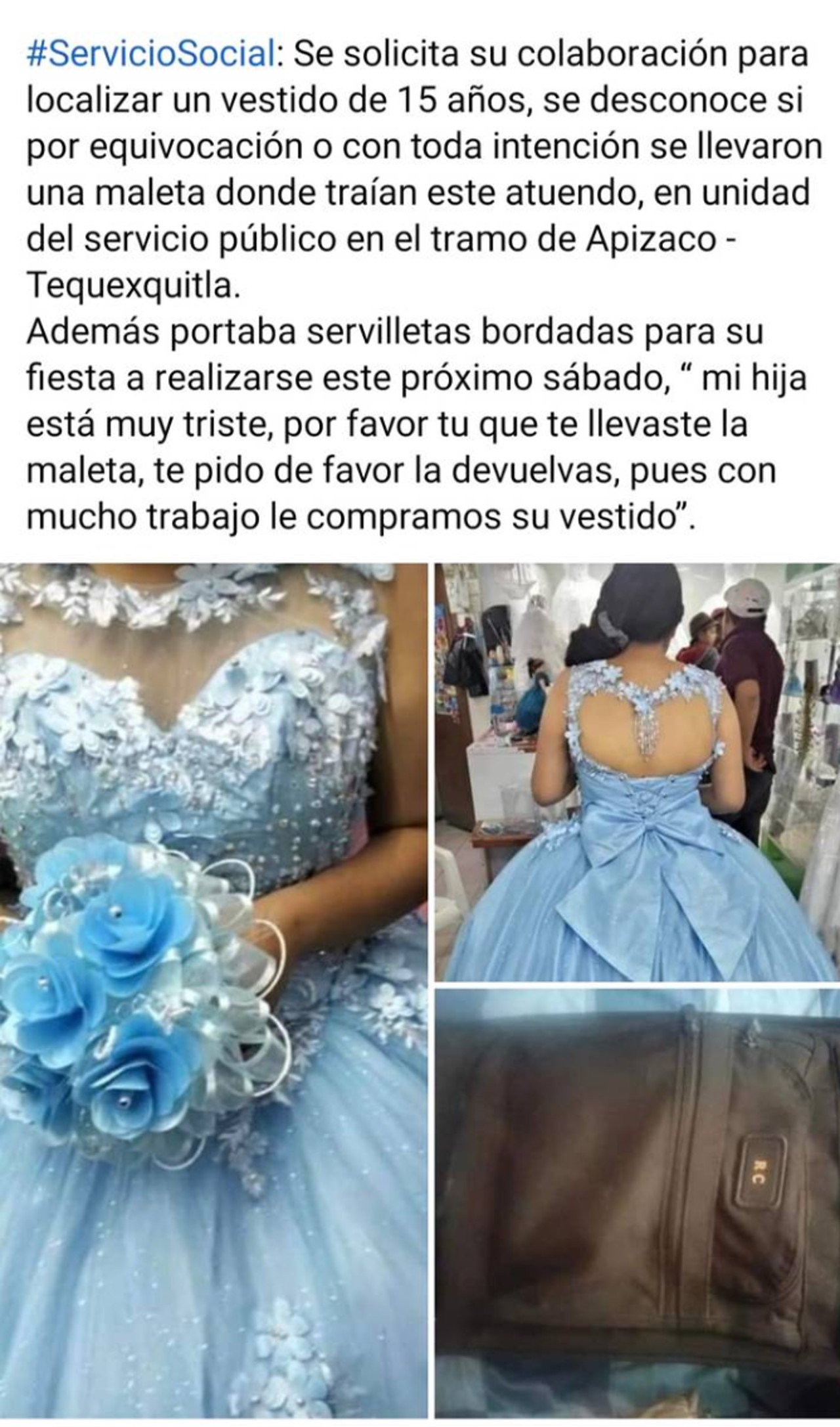 quinceañera pierde vestido combi