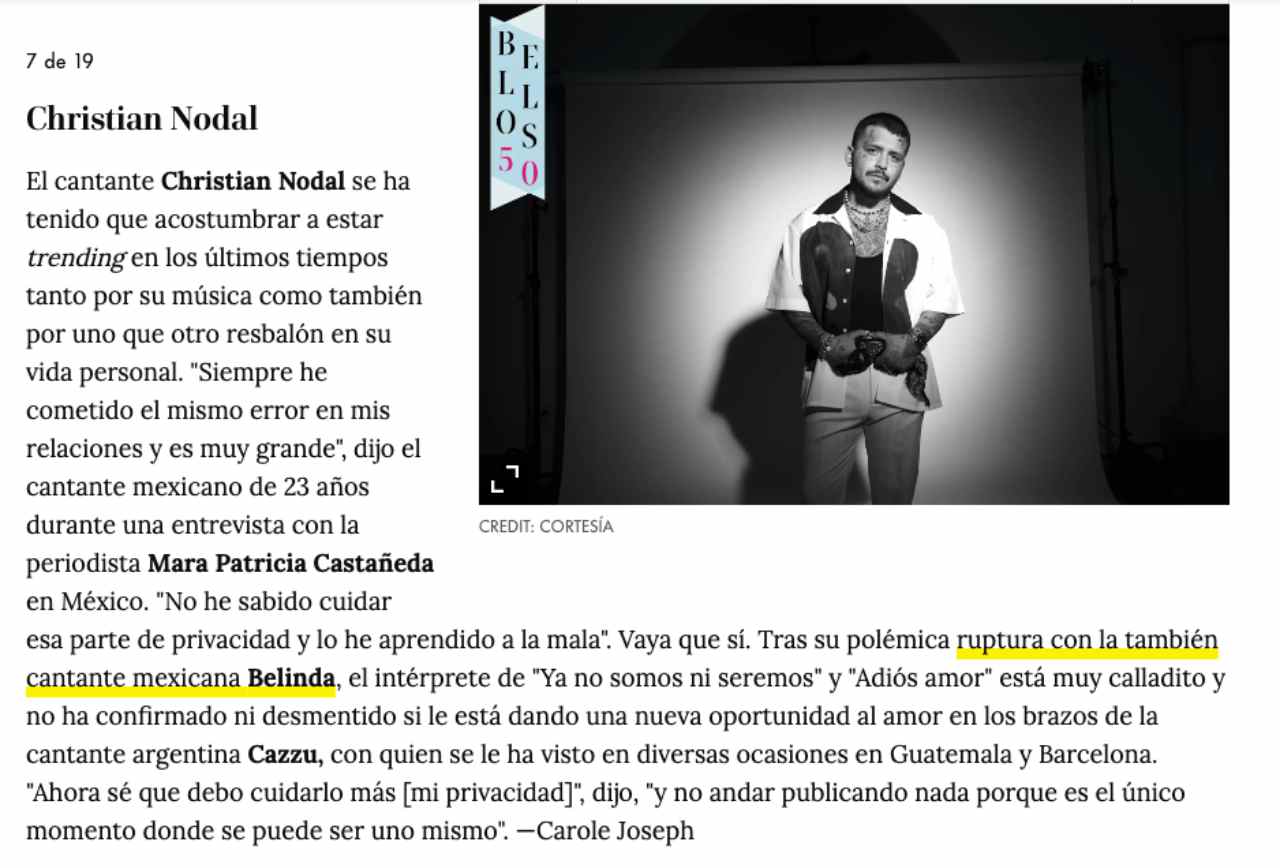 Nodal en Los 50 más bellos de People