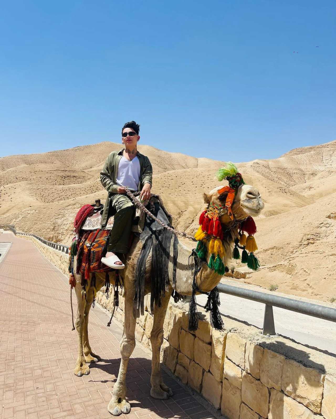 Critican a Kunno por montar un camello en Palestina