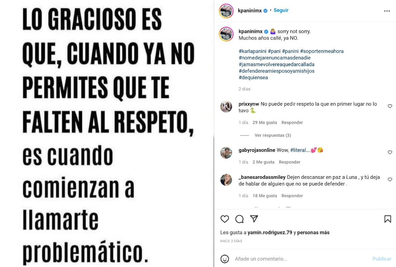 karla panini amenaza a los criticones