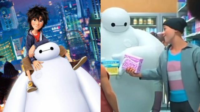 Hombre trans comprando toallas sanitarias Disney