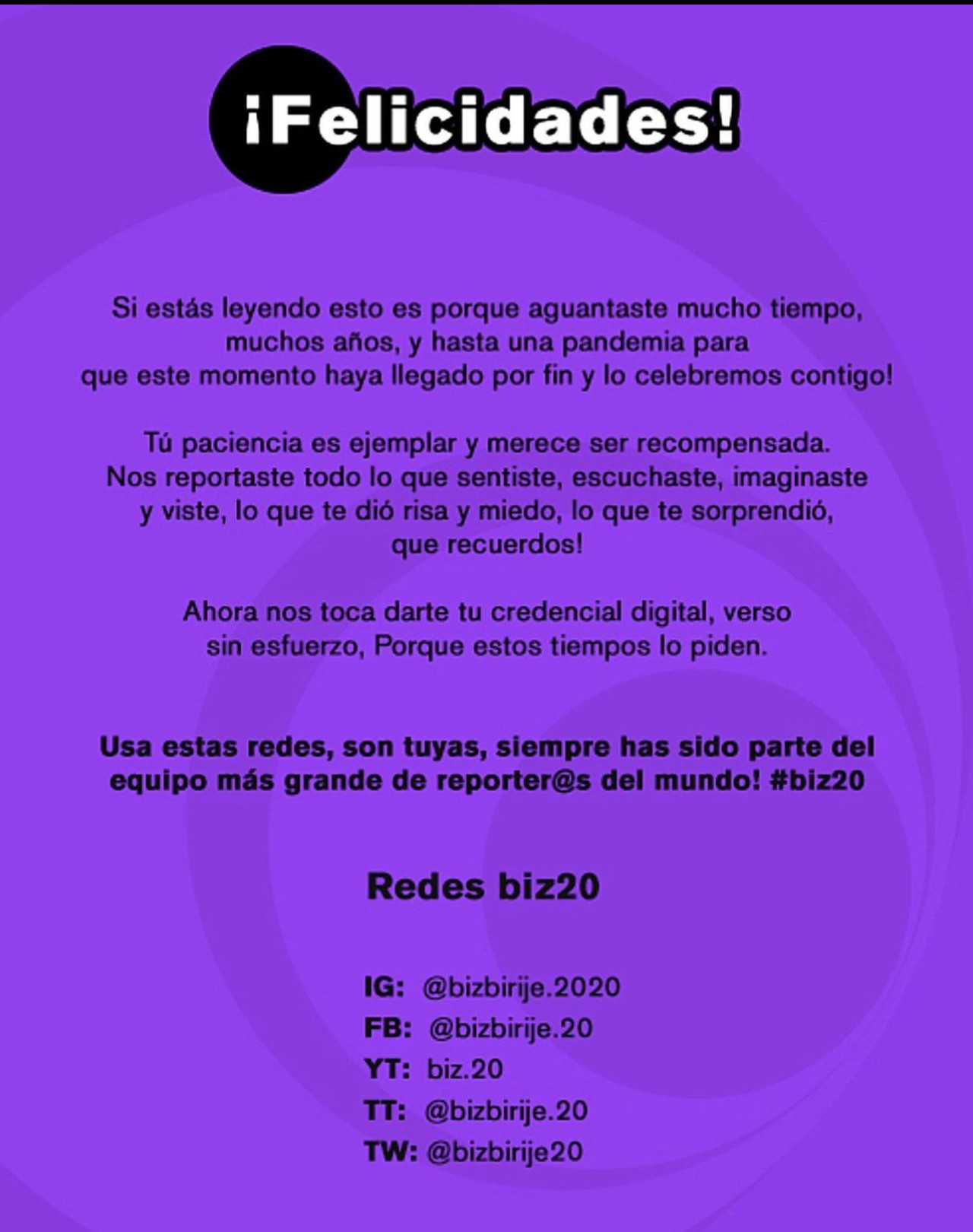 credencial bizbirije foto nunca llegó