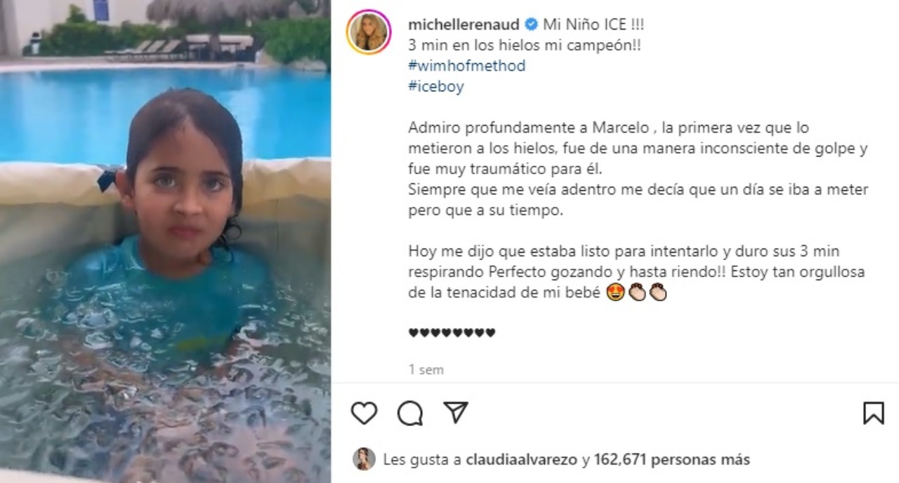 Hijo Michelle Renaud mete tina hielos