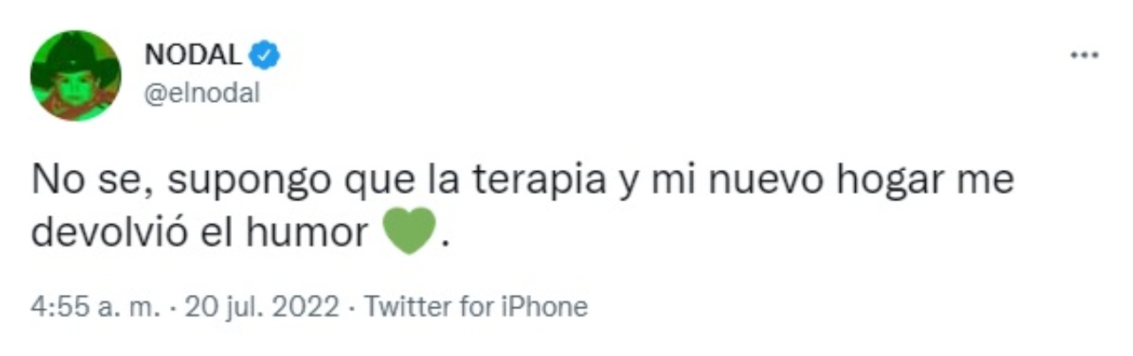 Christian Nodal va a terapia tweet