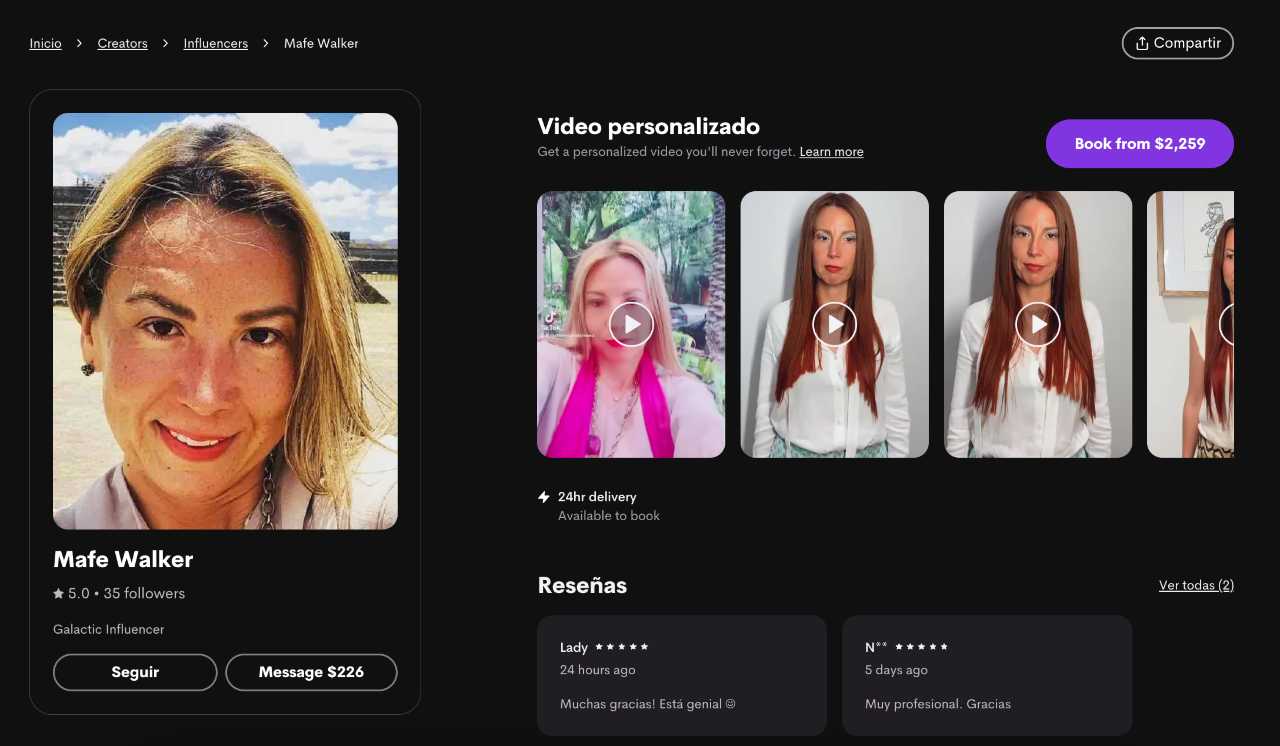 Revelan cuánto cobra Mafe Walker por sus saludos
