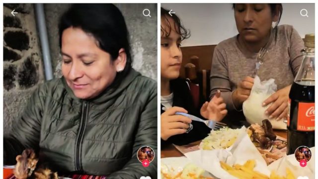 SeÃ±ora saca bolsa de arroz y pan