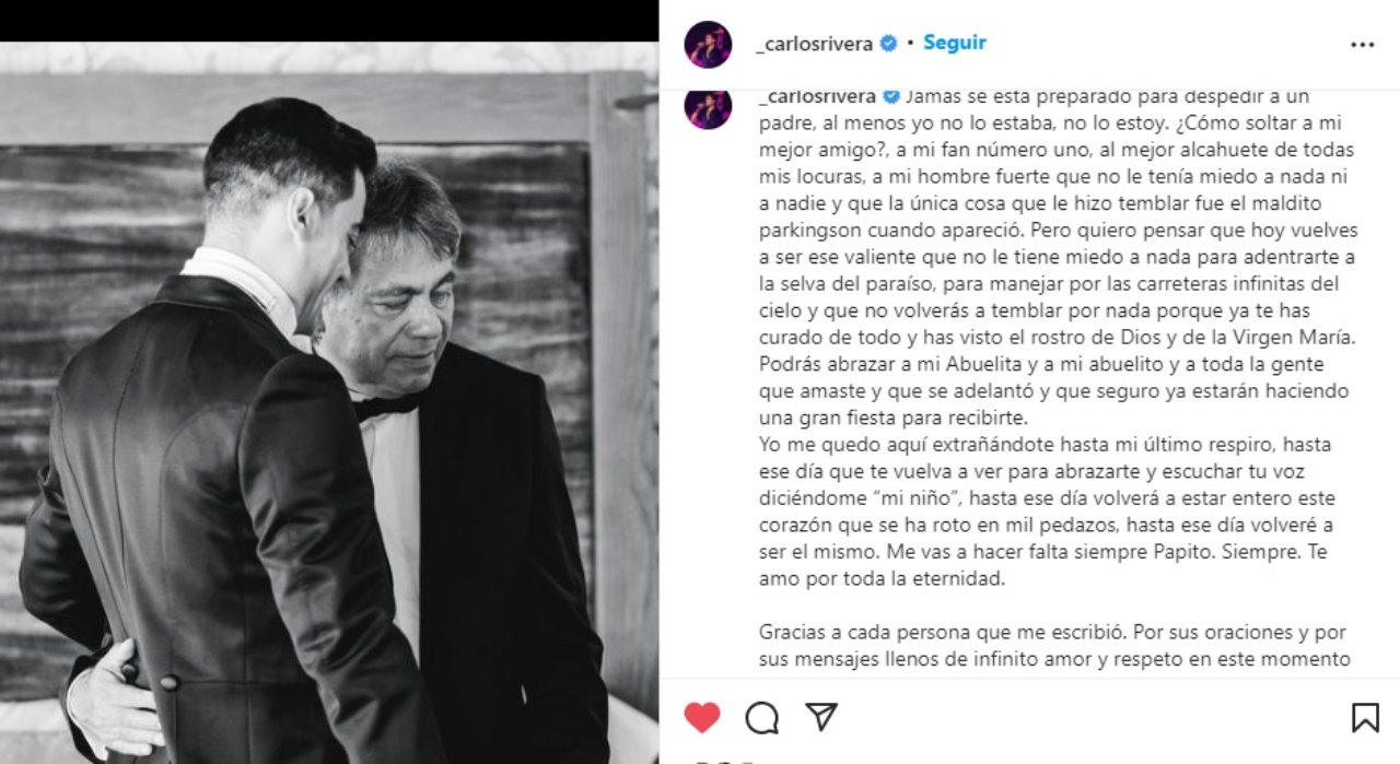 carlos Rivera dedica emotivas palabras papa