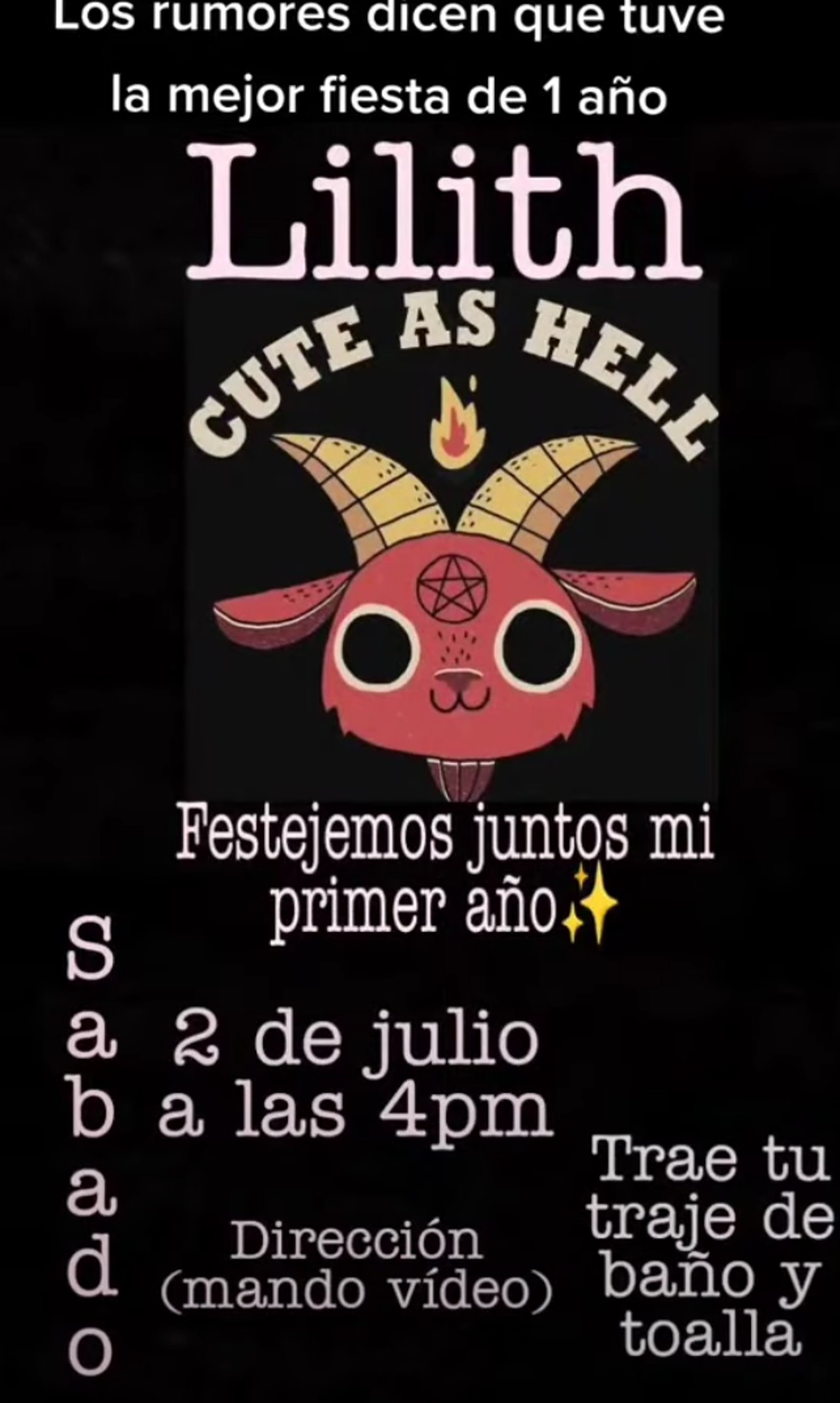 Mujer satánica Lilith fiesta año niña