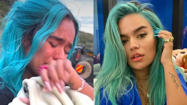 Karol G llora al tener que despedirse de su cabello azul y así luce ahora