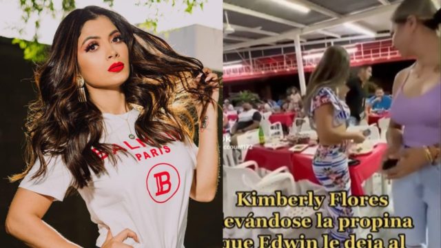 Kimberly Flores se roba propina mesero