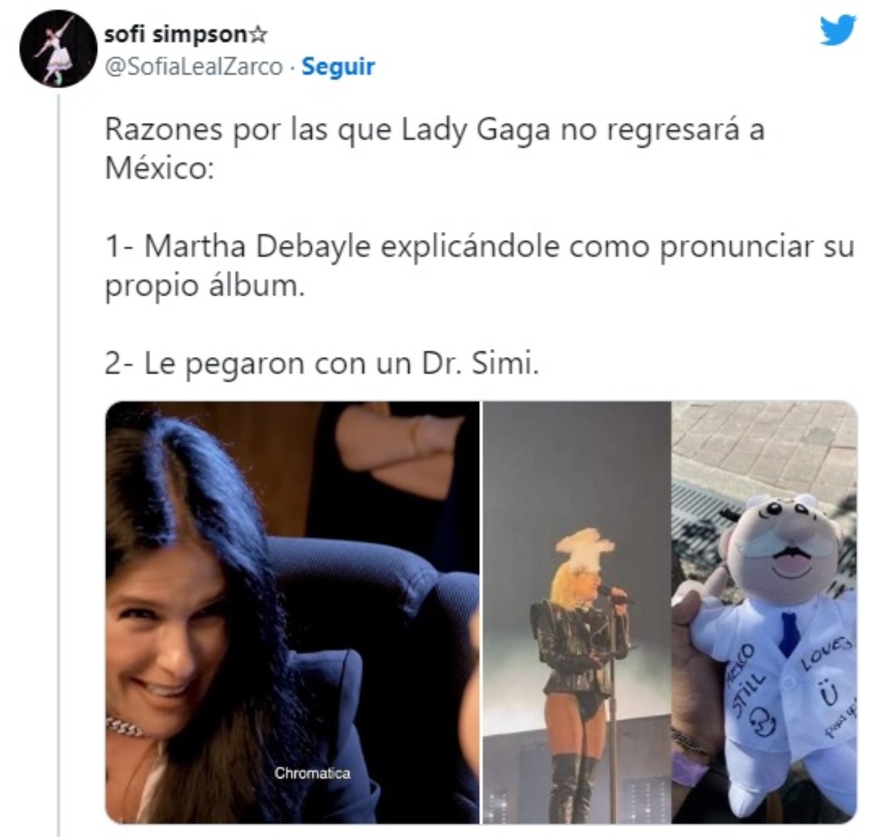 Lanzan Dr Simi Lady Gaga concierto
